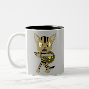 Caneca De Café Em Dois Tons Chibi Warrior Cat