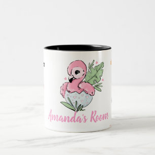 Caneca De Café Em Dois Tons Chic Baby Flamingo, Estrelas, Princesa