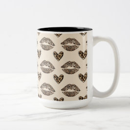 Caneca De Café Em Dois Tons Chic Beige & Black cheetah print