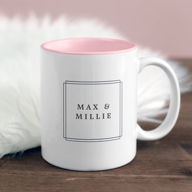 Caneca De Café Em Dois Tons Chic Blush | Logótipo geométrico (Criador carregado)