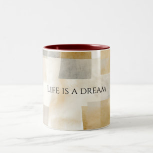 Caneca De Café Em Dois Tons Chic Creme Marrom Abstrato