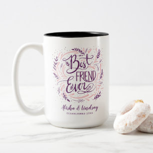 Caneca De Café Em Dois Tons Chic Hand - Letra Melhor Amigo Já Personalizado