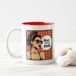 Caneca De Café Em Dois Tons Chic Retroativa: Citação Inspiracional Vintage Pop