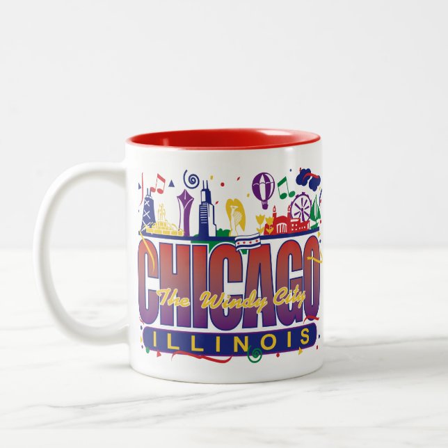 Caneca De Café Em Dois Tons Chicago Confetti (Esquerda)