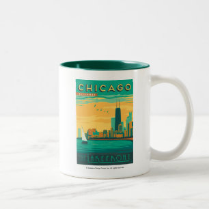 Caneca De Café Em Dois Tons Chicago, IL - aprecie as proximidades do lago