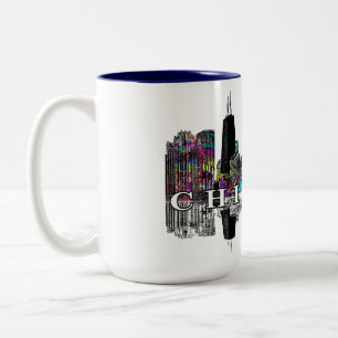 Caneca De Café Em Dois Tons Chicago, Illinois em grafite