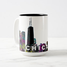 Caneca De Café Em Dois Tons Chicago, Illinois em grafite