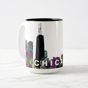 Caneca De Café Em Dois Tons Chicago, Illinois em grafite