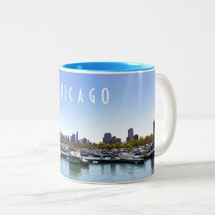 Caneca De Café Em Dois Tons Chicago Skyline Diversey Harbror