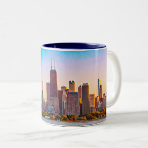 Caneca De Café Em Dois Tons Chicago Skyline - Mug Café De Duas Toneladas