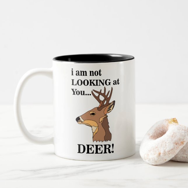 Caneca De Café Em Dois Tons Chifre de Veado Engraçado (Com Donut)