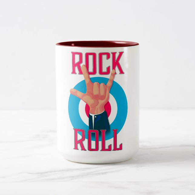 Caneca De Café Em Dois Tons Chifres do mal Rock and roll (Centro)