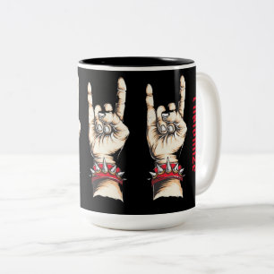 Caneca De Café Em Dois Tons Chifres Pretos Personalizados Para Cima     