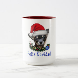 Caneca De Café Em Dois Tons Chihuahua Christmas