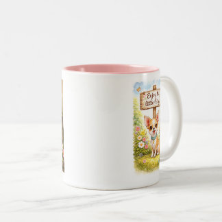 Caneca De Café Em Dois Tons Chihuahua Enjoy the little things.
