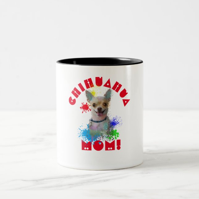 Caneca De Café Em Dois Tons Chihuahua Mãe Cachorro Melhor Mãe (Centro)