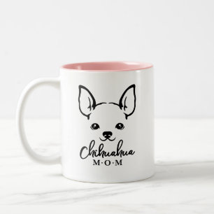 Caneca De Café Em Dois Tons Chihuahua Mãe Café Mug com Chihuahua Face