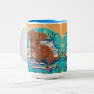 Caneca De Café Em Dois Tons Chihuahua Poodle Mix