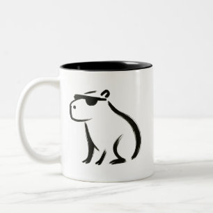 Caneca De Café Em Dois Tons Chill Capybara - Design de Pincel de Tinta