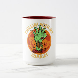 Caneca De Café Em Dois Tons Chillin Com Meus Zombies