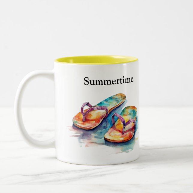 Caneca De Café Em Dois Tons Chinelos Rainbow Reef, personalizado (Esquerda)