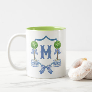 Caneca De Café Em Dois Tons Chinoiserie Arco de Aquarela Topirocário Monograma