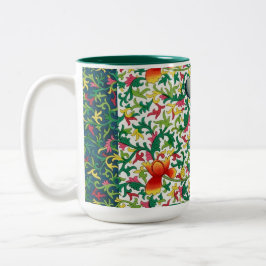 Caneca De Café Em Dois Tons Chinoiserie Botânica de Lotus Garden Rosa