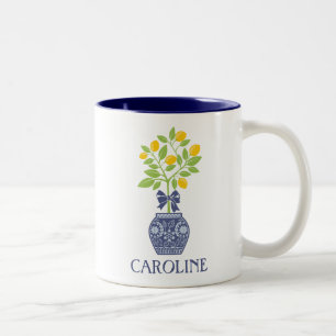 Caneca De Café Em Dois Tons Chinoiserie Lemon Tree Personalizada