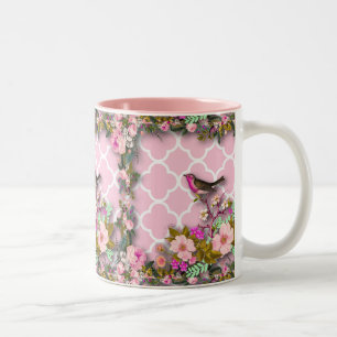 Caneca De Café Em Dois Tons Chique, chic francês, vintage,floral,rústico,bi