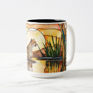 Caneca De Café Em Dois Tons Chita Grande De Café De Vidro Estido