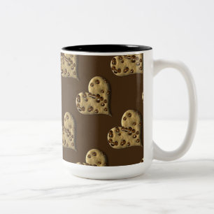 Caneca De Café Em Dois Tons Chocolate Chip Cookie Corações Padrões Café Mug