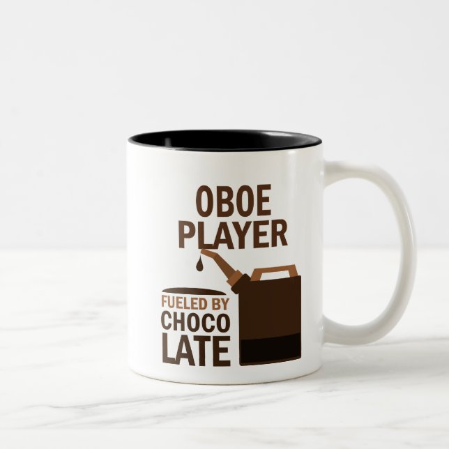 Caneca De Café Em Dois Tons Chocolate (engraçado) do jogador de Oboe (Direita)