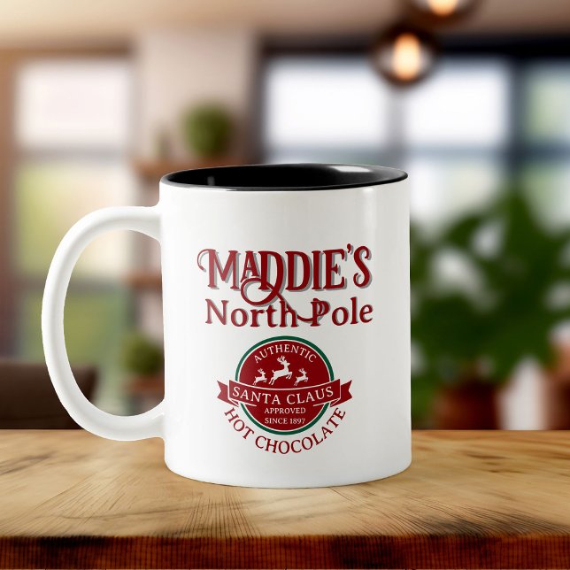 Caneca De Café Em Dois Tons Chocolate Quente de Nome Personalizado de Natal Bo (Criador carregado)