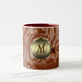 Caneca De Café Em Dois Tons Chocolate quente derretido com fudge de cacau sobr