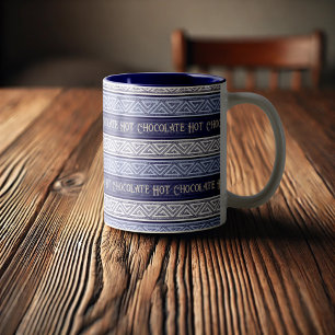 Caneca De Café Em Dois Tons Chocolate Quente Lilás Branco e Listras Celtas Rox