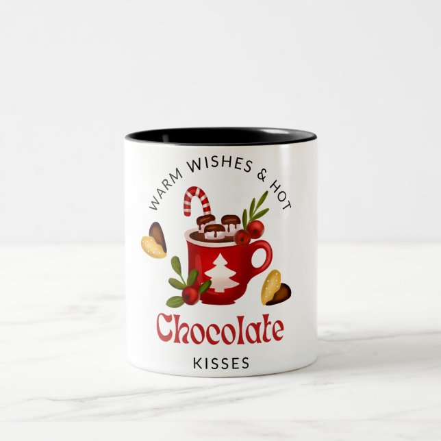 Caneca De Café Em Dois Tons Chocolate Vermelho e Docinho Bebida Natal (Centro)