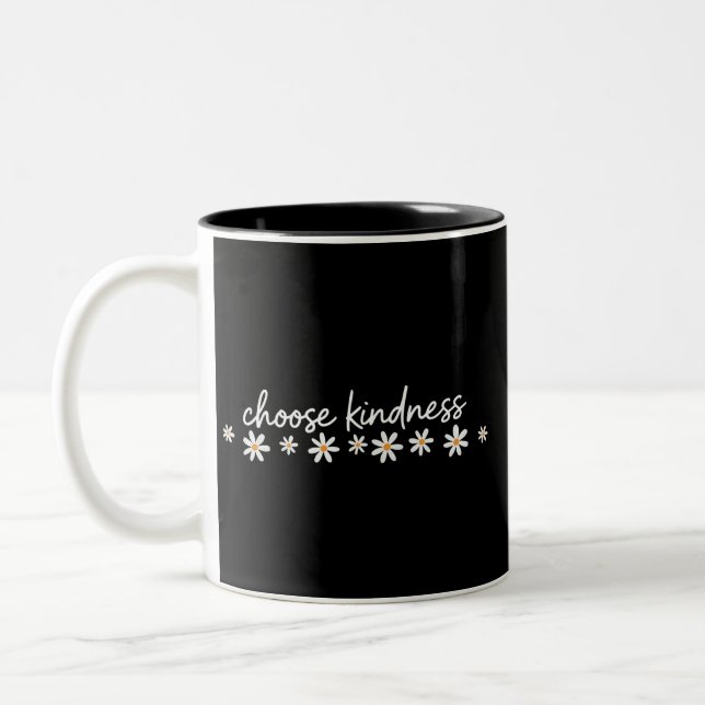 Caneca De Café Em Dois Tons Choose Kindness Inspirational Motivational Teacher (Esquerda)