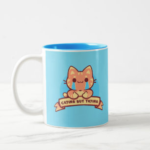 Caneca De Café Em Dois Tons Chorando mas Tentando