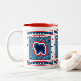 Caneca De Café Em Dois Tons Chow Chow Patriótico Vermelho Branco E Azul 4 De J