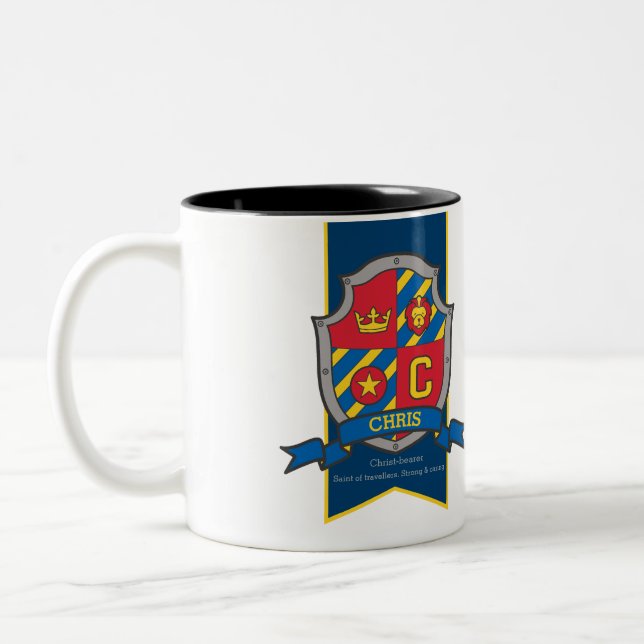 Caneca De Café Em Dois Tons Chris knight shield red blue name significa mug (Esquerda)