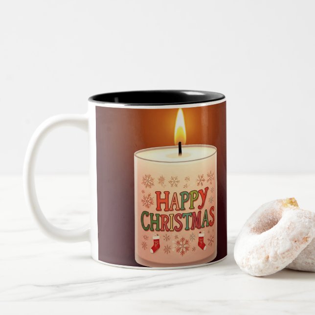 Caneca De Café Em Dois Tons Christamas (Com Donut)