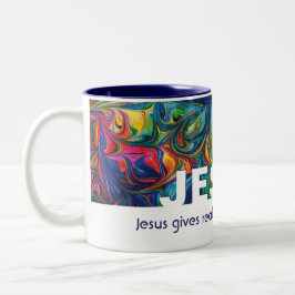 Caneca De Café Em Dois Tons Christian JESUS dá um verdadeiro costume de paz