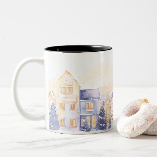 Caneca De Café Em Dois Tons  Christmas (Com Donut)