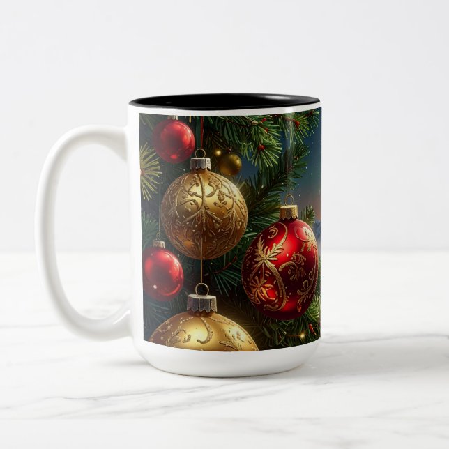 Caneca De Café Em Dois Tons christmas ball (Esquerda)
