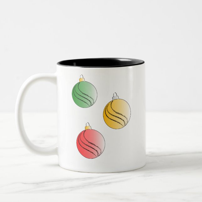 Caneca De Café Em Dois Tons Christmas Baubals (Esquerda)