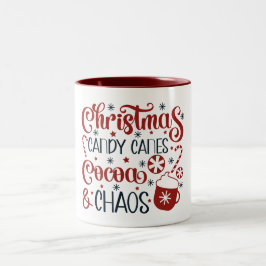 Caneca De Café Em Dois Tons Christmas, Candy Canes, Cocoa & Chaos