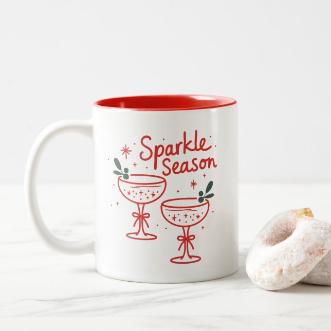 Caneca De Café Em Dois Tons Christmas Cocktails Sparkle Season  (Com Donut)