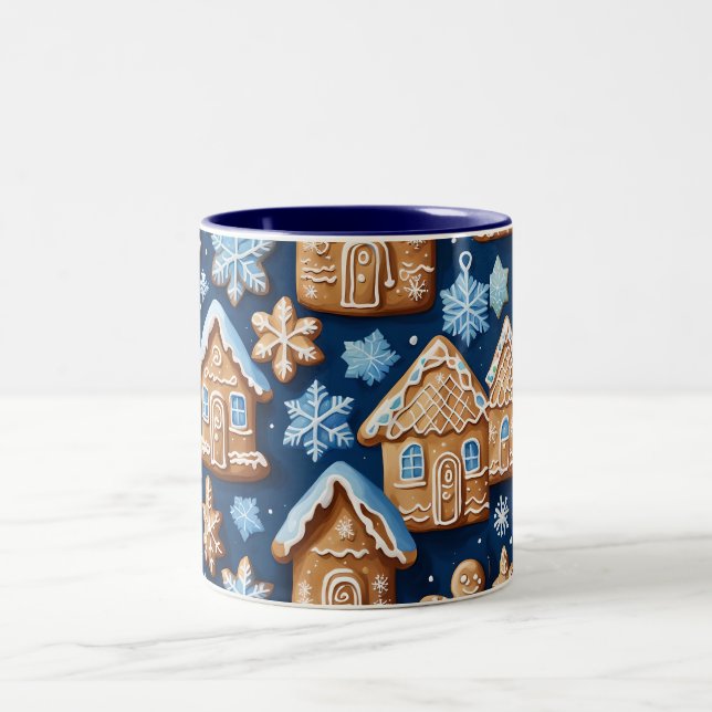 Caneca De Café Em Dois Tons Christmas cookies ginger breadman Winter holiday  (Centro)