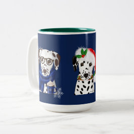 Caneca De Café Em Dois Tons Christmas Dalmatians