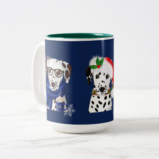 Caneca De Café Em Dois Tons Christmas Dalmatians